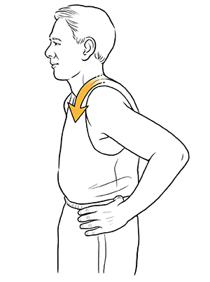 Hombre haciendo ejercicio de rotación de hombro.